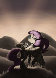 Size: 3725x5172 | Tagged: safe, artist:gonedreamer, fluttershy, g4, dark, female, solo