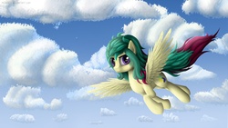 Size: 5760x3240 | Tagged: safe, artist:michellka, oc, oc only, pegasus, pony, flying, solo
