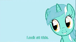 Size: 640x360 | Tagged: safe, bon bon, lyra heartstrings, sweetie drops, g4, animated, caption, female, lyra finds a blob on the floor, reaction image