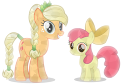 Size: 1089x733 | Tagged: safe, artist:ask-artila, apple bloom, applejack, crystal pony, earth pony, pony, g4, apple bloom's bow, apple sisters, bow, crystal apple bloom, crystal applejack, crystallized, duo, duo female, female, filly, foal, hair bow, mare, siblings, simple background, sisters, transparent background