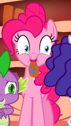 Size: 535x942 | Tagged: safe, screencap, pinkie pie, bridle gossip, g4, cropped, poison joke, smiling, spitty pie, tongue out