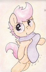Size: 514x804 | Tagged: safe, artist:slightlyshade, scootaloo, g4, clothes, female, scarf, solo, traditional art