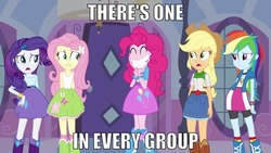 Size: 500x281 | Tagged: safe, applejack, fluttershy, pinkie pie, rainbow dash, rarity, equestria girls, g4, image macro