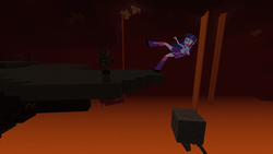 Size: 1600x900 | Tagged: safe, twilight sparkle, undead, zombie, equestria girls, g4, game screencap, ghast, lava, lavafall, minecraft, nether (minecraft), this will end in tears, zombie pigman