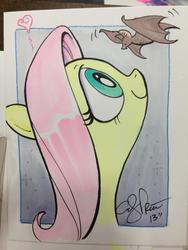 Size: 852x1136 | Tagged: safe, artist:andy price, fluttershy, bat, g4, female, solo, traditional art