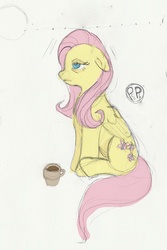 Size: 544x813 | Tagged: safe, artist:poniponion, fluttershy, g4, coffee, female, solo