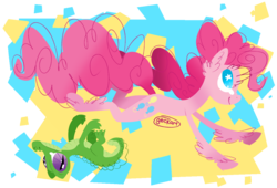 Size: 1250x850 | Tagged: safe, artist:tallykale, gummy, pinkie pie, earth pony, pony, g4, abstract, wingding eyes