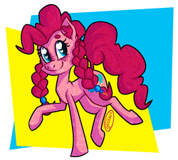 Size: 1000x900 | Tagged: safe, artist:tallykale, pinkie pie, earth pony, pony, g4, alternate hairstyle, braid, braided pigtails, ear fluff, female, pigtails, solo, thick eyebrows