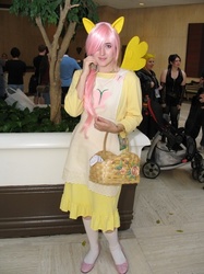 Size: 487x650 | Tagged: artist needed, safe, fluttershy, human, g4, anime weekend atlanta, basket, cosplay, irl, irl human, photo