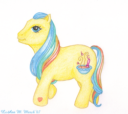 Size: 600x533 | Tagged: safe, artist:foreverrogue, alphabittle, earth pony, pony, g3, female, solo, traditional art