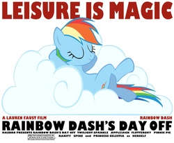 Size: 1200x990 | Tagged: safe, rainbow dash, g4, cloud, female, ferris bueller's day off, movie poster, parody, solo