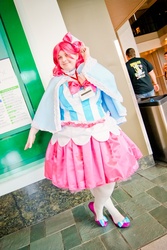 Size: 601x900 | Tagged: artist needed, safe, pinkie pie, human, g4, clothes, cosplay, dignified wear, dress, gala dress, irl, irl human, photo, sakura con