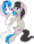 Size: 352x461 | Tagged: safe, artist:lulubell, dj pon-3, octavia melody, vinyl scratch, earth pony, pony, unicorn, g4, bowtie, cuddling, cute, duo, female, kissing, lesbian, mare, pillow, ship:scratchtavia, shipping, simple background, snuggling, spooning, tavibetes, transparent background, vinylbetes