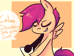 Size: 1024x768 | Tagged: safe, scootaloo, g4, female, solo, spanish