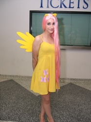 Size: 487x650 | Tagged: artist needed, safe, fluttershy, human, g4, cosplay, fanimecon, irl, irl human, photo, solo