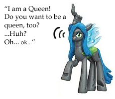 Size: 231x199 | Tagged: safe, queen chrysalis, g4, dialogue, female, irl, noise, photo, princess, queen, toy