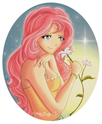 Size: 2616x3170 | Tagged: safe, artist:walliscolours, fluttershy, human, g4, beautiful, female, flower, humanized, light skin, portrait, solo