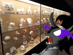 Size: 1528x1146 | Tagged: safe, king sombra, g4, crystal, gem, irl, museum, natural history museum, photo, ponies in real life, rage, shocked, that pony sure does love crystals