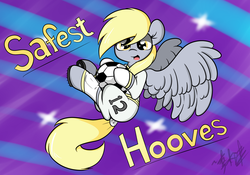 Size: 2000x1400 | Tagged: safe, artist:lightningnickel, derpy hooves, pegasus, pony, g4, /mlp/, 4chan, 4chan cup, female, football, mare, safest hooves, solo