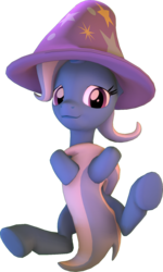 Size: 1013x1683 | Tagged: safe, artist:drdicksamazingstick, trixie, pony, unicorn, g4, 3d, covering, female, looking at you, mare, shy, shy smile, simple background, smiling, smiling at you, solo, source filmmaker, strategically covered, tail covering, tail hug, transparent background