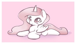 Size: 850x493 | Tagged: safe, artist:ende26, princess celestia, g4, blushing, cewestia, female, filly, pink-mane celestia, smiling, solo, young, young celestia, younger