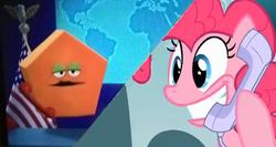 Size: 1040x552 | Tagged: safe, pinkie pie, g4, grin, hoof hold, pentagon, phone, sesame street, smiling