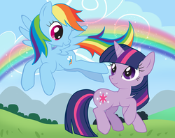 Size: 2300x1817 | Tagged: safe, artist:feli, rainbow dash, twilight sparkle, g4, rainbow