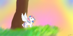 Size: 4320x2160 | Tagged: safe, artist:stealthclaw96, star catcher, pegasus, pony, g3, 2012, female, implied skywishes, mare, signature, solo, spread wings, standing, tree, wings