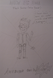 Size: 2250x3269 | Tagged: safe, artist:platin17, flash sentry, g4, doll, exploitable meme, flash sentry savior of the universe, meme, monochrome, pencil drawing, sketch, traditional art