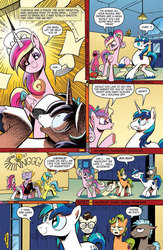 Size: 630x969 | Tagged: safe, idw, official comic, 8-bit (g4), buck withers, diamond rose, gaffer, gizmo, lemony gem, princess cadance, shining armor, alicorn, earth pony, pegasus, pony, unicorn, g4, neigh anything, spoiler:comic, spoiler:comic11, background pony, blatant lies, cadance was a vision, female, gibberish, idw advertisement, male, mare, meme origin, preview, stallion
