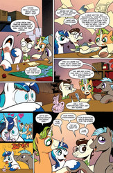 Size: 630x969 | Tagged: safe, idw, official comic, 8-bit (g4), gaffer, gizmo, princess cadance, shining armor, g4, spoiler:comic, spoiler:comic11, dice, dungeons and dragons, idw advertisement, magic, preview