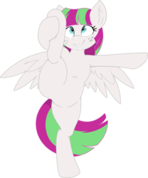 Size: 6667x8000 | Tagged: safe, artist:bork88, artist:joey darkmeat, blossomforth, pegasus, pony, g4, absurd resolution, bipedal, butt, colored, female, flexible, holding leg, plot, simple background, solo, standing, standing on one leg, that pony sure is flexible, transparent background, vector