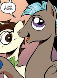 Size: 189x257 | Tagged: safe, idw, official comic, 8-bit (g4), gizmo, earth pony, pony, g4, spoiler:comic, 8-bit, drama, male, stallion