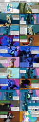 Size: 1282x4018 | Tagged: safe, discord, king sombra, nightmare moon, princess celestia, queen chrysalis, comic:celestia's servant interview, g4, caption, comic, interview