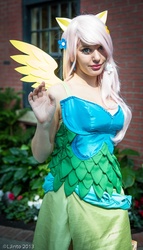 Size: 513x900 | Tagged: safe, artist:lisa-lou-who, fluttershy, human, g4, clothes, cosplay, dress, gala dress, irl, irl human, katsucon, photo, solo