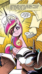 Size: 293x515 | Tagged: safe, idw, official comic, princess cadance, shining armor, alicorn, pony, unicorn, friendship is magic #11, g4, spoiler:comic, cadance was a vision, cropped, meme