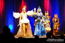 Size: 1024x681 | Tagged: artist needed, safe, princess celestia, princess luna, human, g4, a-kon, cosplay, irl, irl human, photo, stage