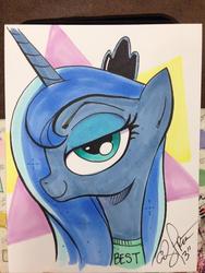 Size: 768x1024 | Tagged: safe, artist:andypriceart, princess luna, alicorn, pony, g4, best pony, female, magic shirt, mare, solo, traditional art