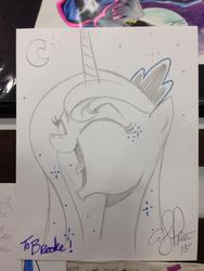 Size: 852x1136 | Tagged: safe, artist:andy price, princess luna, g4, female, happy, little tongue, solo, traditional art