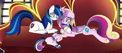 Size: 3437x1516 | Tagged: safe, artist:v-d-k, princess cadance, shining armor, oc, alicorn, pony, unicorn, g4, female, male, mare, next generation, offspring, parent:princess cadance, parent:shining armor, parents:shiningcadance, sleeping, stallion