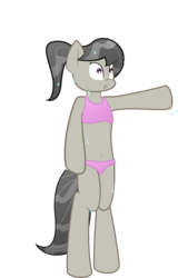 Size: 715x1116 | Tagged: safe, artist:ptepix, octavia melody, earth pony, pony, semi-anthro, g4, alternate hairstyle, arm hooves, belly button, bikini, bipedal, clothes, female, mare, open mouth, ponytail, simple background, solo, swimsuit, transparent background, wet