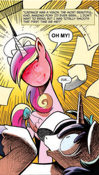 Size: 293x515 | Tagged: safe, edit, idw, princess cadance, shining armor, g4, cadance was a vision, george takei, meme, oh my