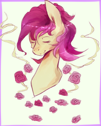 Size: 949x1179 | Tagged: dead source, safe, artist:inkytophat, roseluck, pony, g4, bust, female, rose, solo, surreal