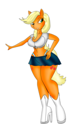 Size: 1681x2880 | Tagged: safe, applejack, earth pony, anthro, g4, female, simple background, solo, wip