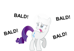 Size: 1757x1210 | Tagged: safe, artist:zacatron94, rarity, pony, unicorn, g4, astartes pattern baldness, bald, d:, female, frown, hilarious in hindsight, shiny, simple background, solo, spongebob squarepants, text, the spongebob squarepants movie, transparent background, vector