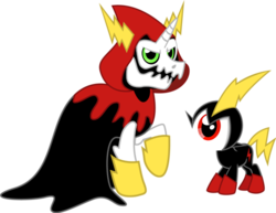 Size: 500x386 | Tagged: dead source, safe, artist:alisonwonderland1951, skeleton pony, commander peepers, crossover, eye, lord hater, ponified, tumblr, wander over yonder