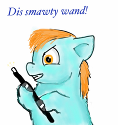 Size: 683x724 | Tagged: safe, artist:waggytail, fluffy pony, fluffy pony original art, smarty friend, solo, wand