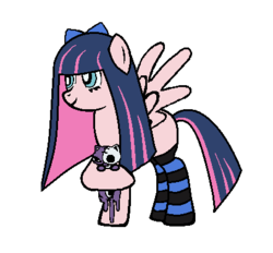 Size: 419x389 | Tagged: safe, artist:ridleywolf, angel, angel pony, pegasus, pony, anarchy stocking, clothes, crossover, honekoneko, panty and stocking with garterbelt, ponified, solo, stockings, wip