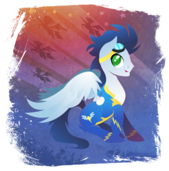 Size: 901x916 | Tagged: safe, artist:rariedash, soarin', pegasus, pony, g4, goggles, hooves, lineless, male, solo, spread wings, stallion, wings, wonderbolts, wonderbolts uniform