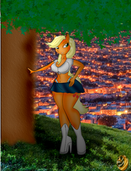 Size: 828x1080 | Tagged: safe, artist:odiz, applejack, earth pony, anthro, g4, breasts, busty applejack, female, solo